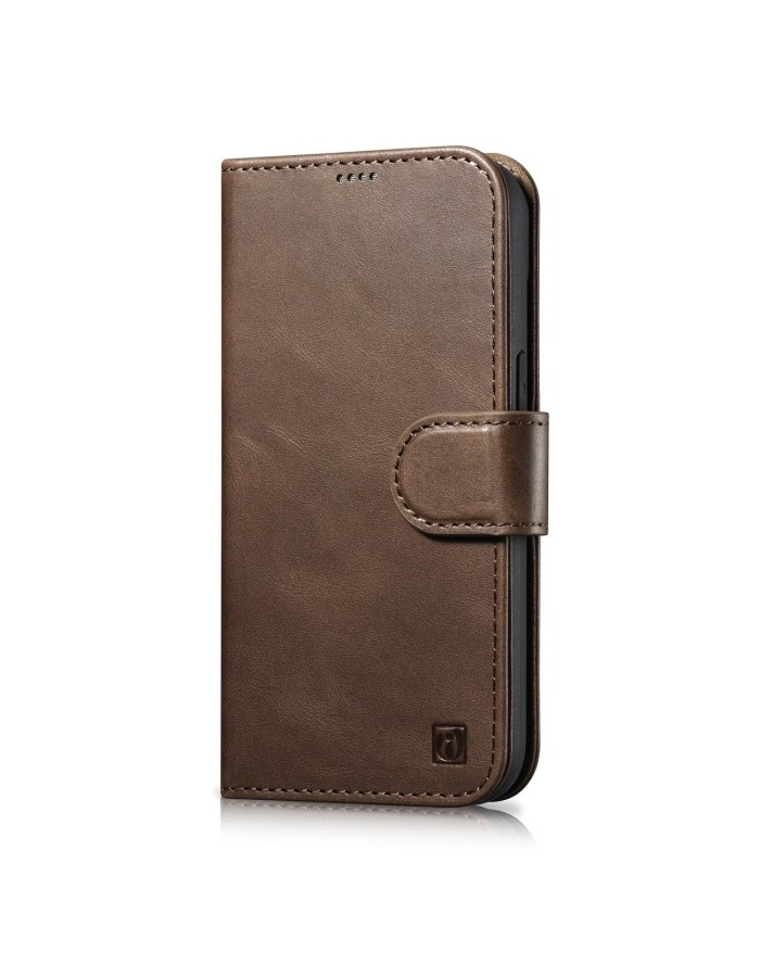 iCarer Oil Wax Wallet Case 2in1 Cover iPhone 14 Plus Anti-RFID Leather Flip Case Brown (WMI14220723-BN)