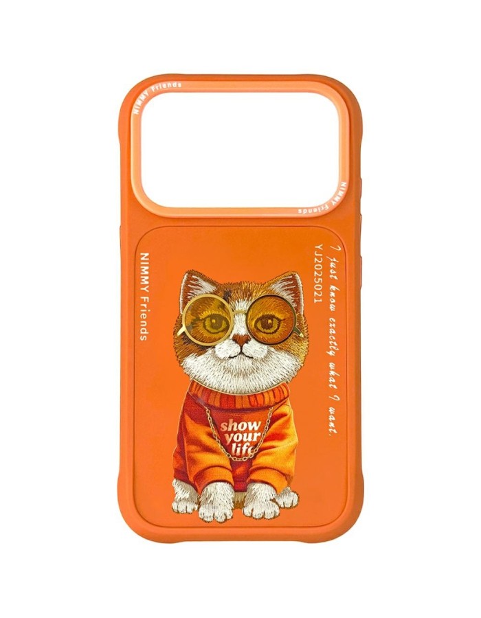 Nimmy Glasses Cool Cat Case for iPhone 17 Pro Max - Orange Nimmy Glasses Cool Cat Case for iPhone 17 Pro Max - Orange