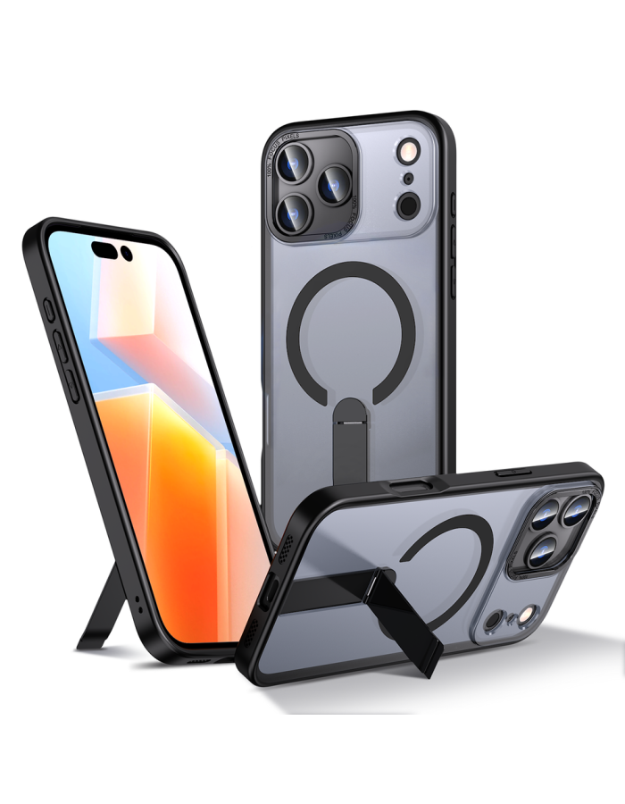 Hybrid Armor X Case for iPhone 17 Pro Max with Stand, Compatible with MagSafe - Black