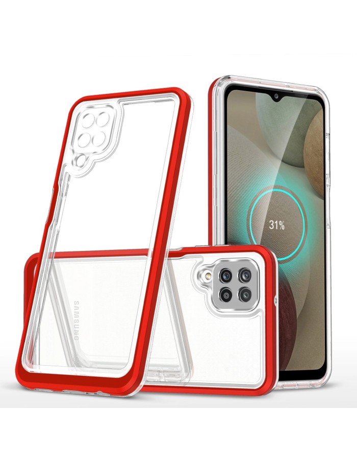 Clear 3in1 Case for Samsung Galaxy A22 4G Frame Gel Cover Red Clear 3in1 Case for Samsung Galaxy A22 4G Frame Gel Cover Red