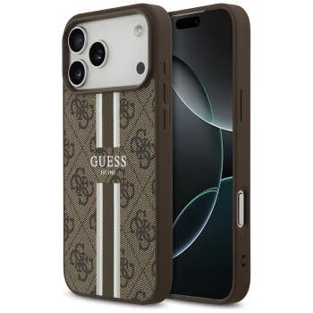 Guess 4G Printed Stripes MagSafe case for iPhone 17 Pro Max - brown Guess 4G Printed Stripes MagSafe case for iPhone 17 Pro Max - brown