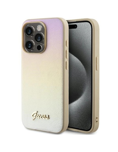 Guess GUHCP15XPSAIRSD iPhone 15 Pro Max 6.7" gold/gold hardcase Saffiano Iridescent Script