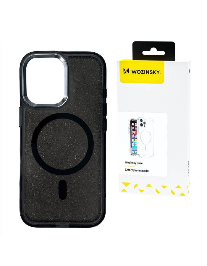 Wozinsky Glitter Case with Mag Safe for Samsung Galaxy S25+ - Black with Glitter