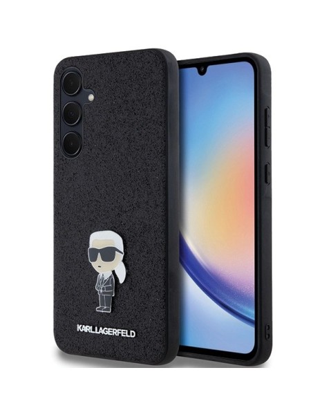 Karl Lagerfeld Fixed Glitter Ikonik Logo Metal Pin case for Samsung Galaxy A35 - black