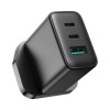 Joyroom JR-TCF10 fast charger 2x USB-C USB-A 32W (UK plug) - black Joyroom JR-TCF10 fast charger 2x USB-C USB-A 32W (UK plug) - black