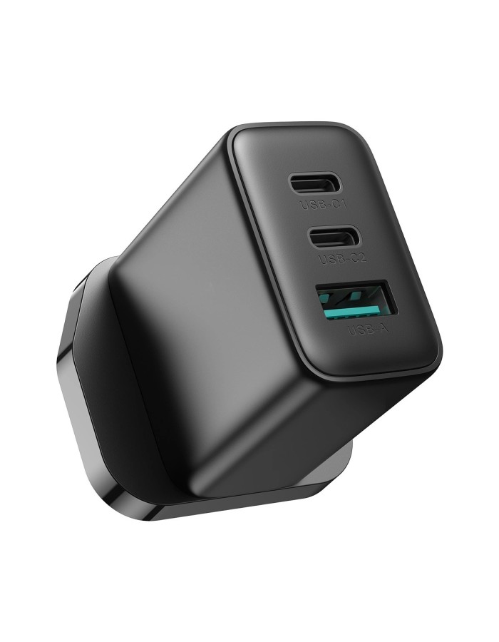 Joyroom JR-TCF10 fast charger 2x USB-C USB-A 32W (UK plug) - black Joyroom JR-TCF10 fast charger 2x USB-C USB-A 32W (UK plug) - black