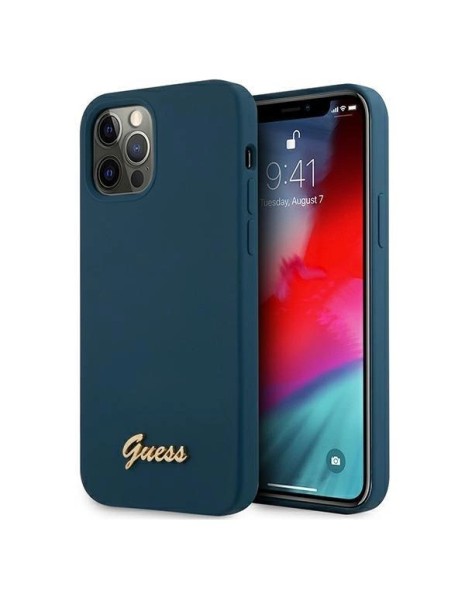 Guess GUHCP12LLSLMGBL iPhone 12 Pro Max 6.7" blue/blue hardcase Metal Logo Script Guess GUHCP12LLSLMGBL iPhone 12 Pro Max 6.7" blue/blue hardcase Metal Logo Script