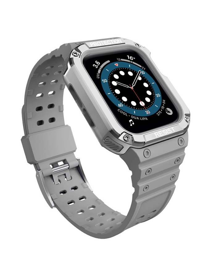 Protect Strap Band for Apple Watch 38/40/41mm Armored Case Strap - Gray, Silver Protect Strap Band for Apple Watch 38/40/41mm Armored Case Strap - Gray, Silver