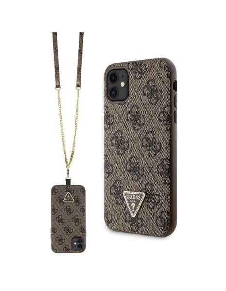 Guess GUHCN61P4TDSCPW Case for iPhone 11 / Xr - Brown Crossbody 4G Metal Logo