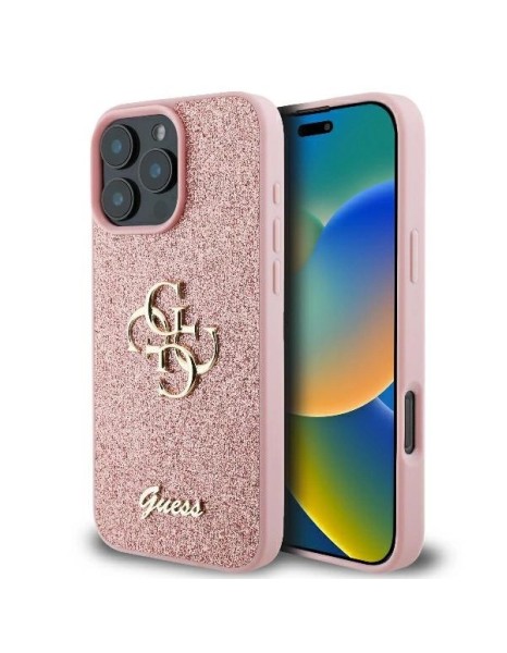Guess Fixed Glitter Big 4G Case for iPhone 16 Pro - Pink Guess Fixed Glitter Big 4G Case for iPhone 16 Pro - Pink