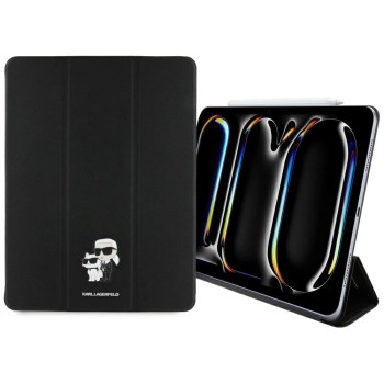 Karl Lagerfeld Saffiano Magnetic Karl &amp;amp; Choupette iPad Pro 13" 2024 Book Cover Case - Black