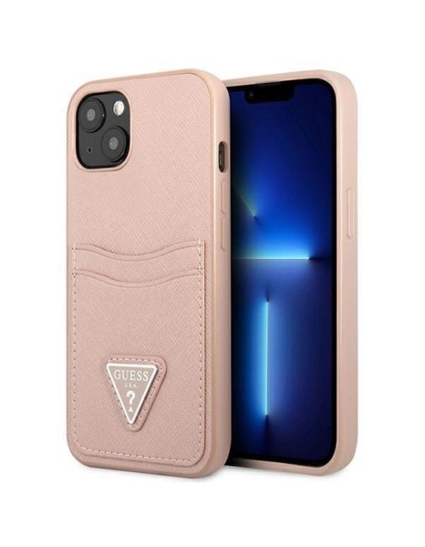 Guess GUHCP13SPSATPP iPhone 13 mini 5,4 "pink / pink hardcase SaffianoTriangle Logo Cardslot Guess GUHCP13SPSATPP iPhone 13 mini 5,4 "pink / pink hardcase SaffianoTriangle Logo Cardslot
