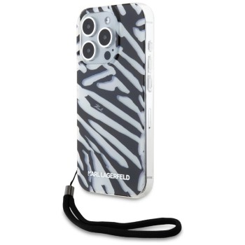 Karl Lagerfeld IML Zebra Pattern &amp;amp; Cord case for iPhone 15 Pro - black