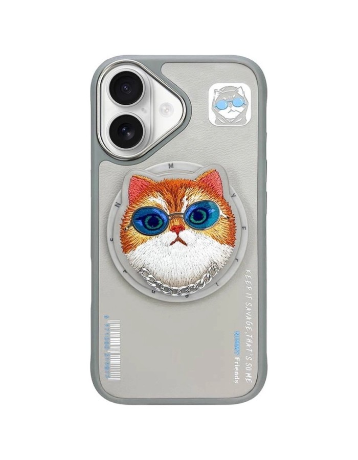 Nimmy Glasses Cool Cat MagSafe Case for iPhone 16 - Gray