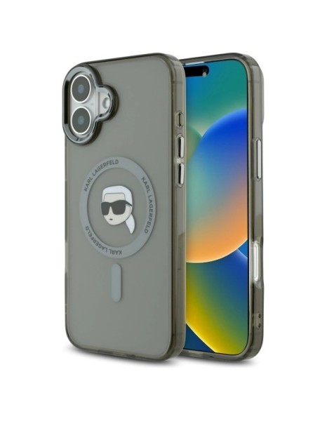 Karl Lagerfeld IML Metal Karl Head MagSafe iPhone 16 Case - Black