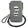 Karl Lagerfeld Saffiano Ikonik Karl&amp;amp;Choupette Head 6.1&amp;#39;&amp;#39; Handbag - Gray