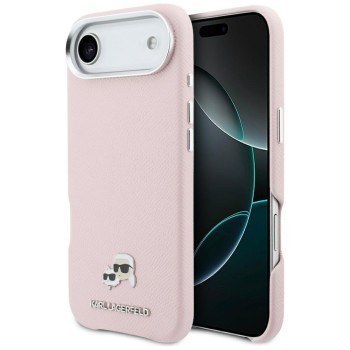 Karl Lagerfeld Karl &amp;amp; Choupette Head Pins Saffiano MagSafe iPhone Air Case - Pink