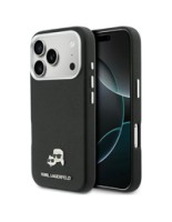 Karl Lagerfeld Karl &amp;amp; Choupette Head Pins Saffiano MagSafe Case for iPhone 17 Pro - Black