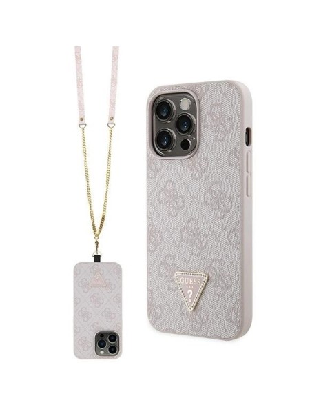 Guess GUHCP13XP4TDSCPP case for iPhone 13 Pro Max 6.7" - pink Crossbody 4G Metal Logo