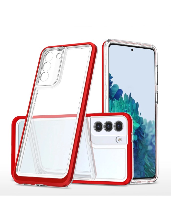 Clear 3in1 case for Samsung Galaxy S23 silicone cover with frame red