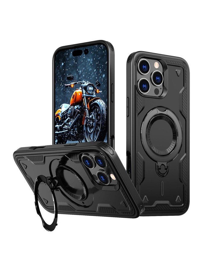 Hybrid Armor Trendy Case with MagSafe for iPhone 16 Pro Max - Black