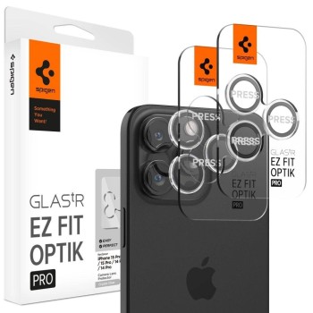 Spigen Glas.tR EZ Fit Optik Pro Camera Cover for iPhone 15 Pro / 15 Pro Max / 16 Pro / 16 Pro Max / 17 Pro / 17 Pro Max - 2 pcs.