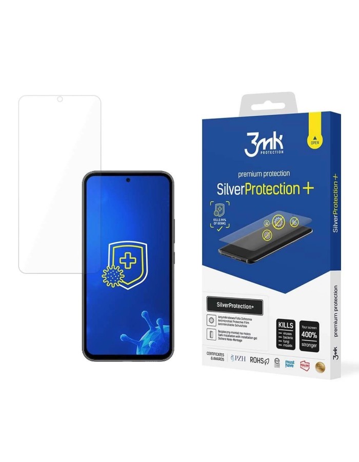 Screen protector for Samsung Galaxy A54 5G antibacterial screen for gamers from the 3mk Silver Protection+ series Screen protector for Samsung Galaxy A54 5G antibacterial screen for gamers from the 3mk Silver Protection+ series