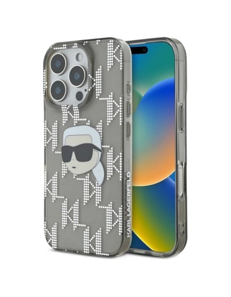 Karl Lagerfeld IML Karl Head Electroplated iPhone 16 Pro Case - Black