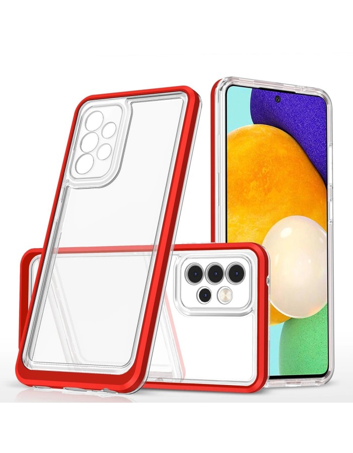 Clear 3in1 Case for Samsung Galaxy A73 Frame Cover Gel Red Clear 3in1 Case for Samsung Galaxy A73 Frame Cover Gel Red