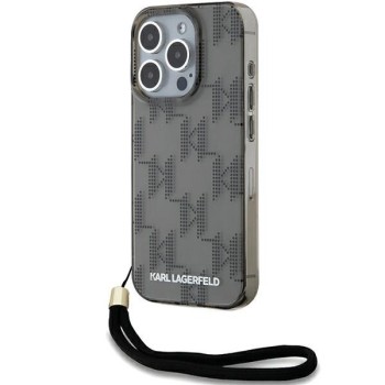 Karl Lagerfeld IML Mono KL Pattern &amp;amp; Cord case for iPhone 15 Pro - black