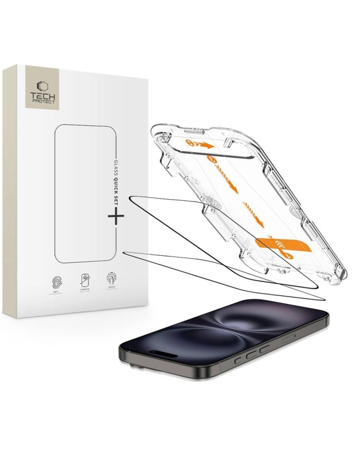 Tech-Protect Quick Set+ Tempered Glass 2-pack for iPhone 15 / 16