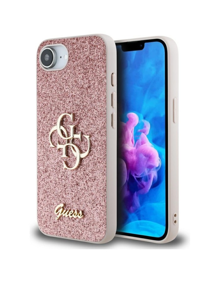 Guess Fixed Glitter Big 4G iPhone 16e Case - Pink