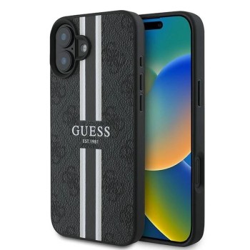 Guess 4G Printed Stripes MagSafe case for iPhone 16 Plus - black