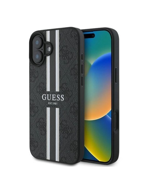Guess 4G Printed Stripes MagSafe case for iPhone 16 Plus - black Guess 4G Printed Stripes MagSafe case for iPhone 16 Plus - black