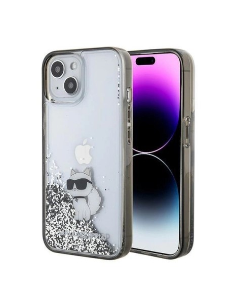 Karl Lagerfeld Liquid Glitter Choupette case for iPhone 15 - transparent