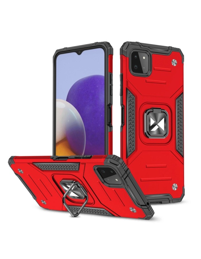 Wozinsky Ring Armor Case Kickstand Tough Rugged Cover for Samsung Galaxy A22 4G red Wozinsky Ring Armor Case Kickstand Tough Rugged Cover for Samsung Galaxy A22 4G red