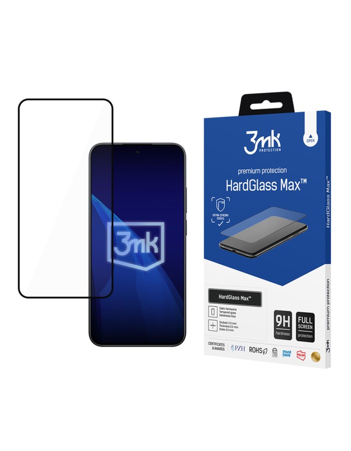 Reinforced Full Coverage Tempered Glass 3mk HardGlass Max Black for Xiaomi Redmi Note 15 Pro 5G