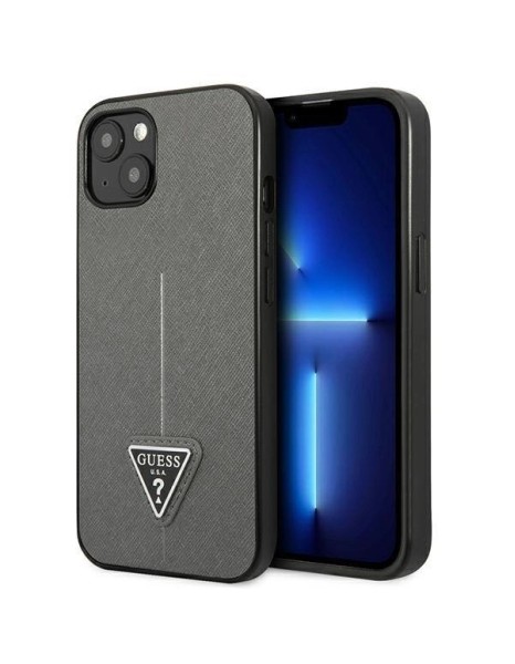 Guess GUHCP14MPSATLG iPhone 14 Plus 6.7 "silver / silver hardcase SaffianoTriangle Logo Guess GUHCP14MPSATLG iPhone 14 Plus 6.7 "silver / silver hardcase SaffianoTriangle Logo