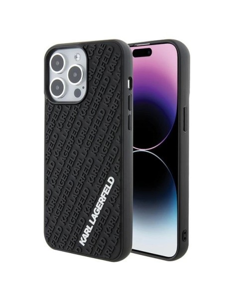 Karl Lagerfeld 3D Rubber Multi Logo case for iPhone 15 Pro Max - black