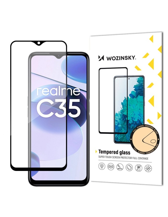 Wozinsky super tough Full Glue Full Glue Full Screen Tempered Glass with Case Friendly Realme C35 Black Frame Wozinsky super tough Full Glue Full Glue Full Screen Tempered Glass with Case Friendly Realme C35 Black Frame