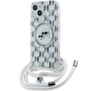 Karl Lagerfeld IML Crossbody Monogram Karl &amp;amp; Choupette Head MagSafe Case for iPhone 15 / 14 / 13 - Transparent