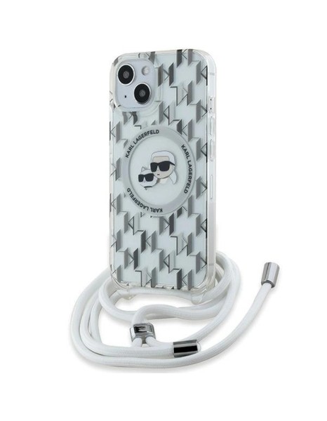 Karl Lagerfeld IML Crossbody Monogram Karl &amp;amp; Choupette Head MagSafe Case for iPhone 15 / 14 / 13 - Transparent