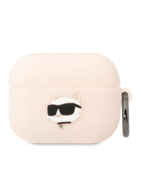 Karl Lagerfeld KLAPRUNCHP AirPods Pro cover pink/pink Silicone Choupette Head 3D