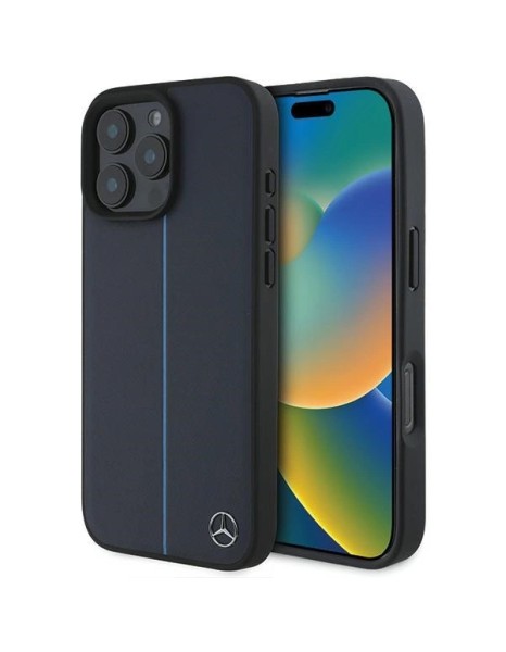 Mercedes MB Blue Line Leather MagSafe Case for iPhone 16 Pro Max - Navy Blue Mercedes MB Blue Line Leather MagSafe Case for iPhone 16 Pro Max - Navy Blue