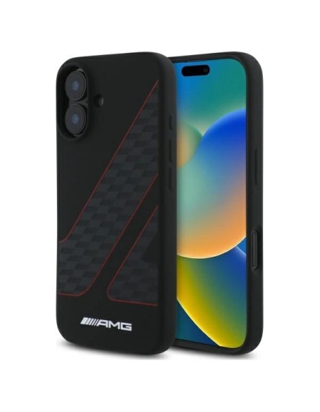 AMG Checkered Flag Pattern MagSafe iPhone 16 Case - Black