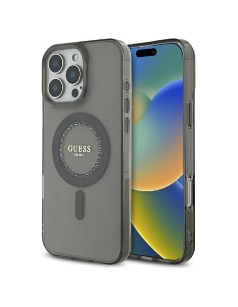 Guess IML Rhinestones MagSafe iPhone 16 Pro Case - Black Guess IML Rhinestones MagSafe iPhone 16 Pro Case - Black