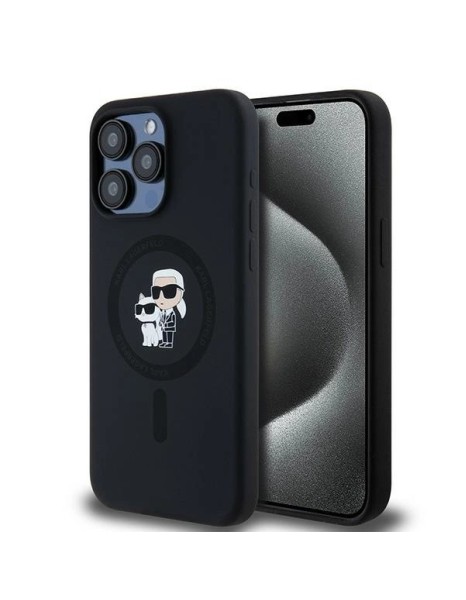 Karl Lagerfeld Silicone Karl&amp;amp;Choupette Ring MagSafe case for iPhone 15 Pro Max - black