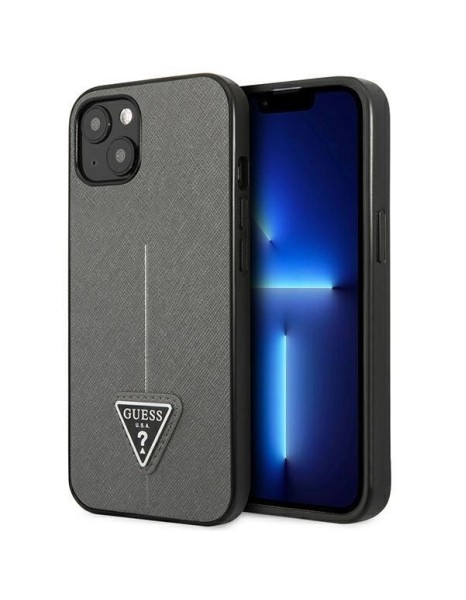 Guess GUHCP13SPSATLG iPhone 13 mini 5,4 "silver / silver hardcase SaffianoTriangle Logo