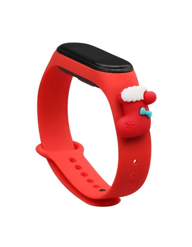 Strap Xmas for Xiaomi Mi Band 3 / 4 Christmas Silicone Strap Bracelet with Sock - Red Strap Xmas for Xiaomi Mi Band 3 / 4 Christmas Silicone Strap Bracelet with Sock - Red