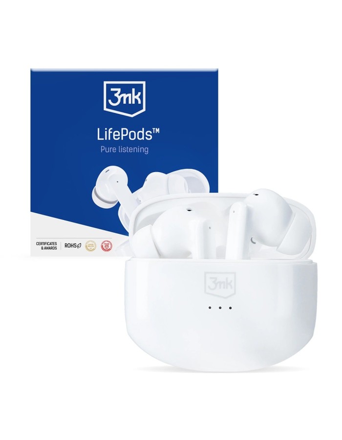 3mk LifePods in-ear wireless Bluetooth 5.3 ANC headphones - white 3mk LifePods in-ear wireless Bluetooth 5.3 ANC headphones - white